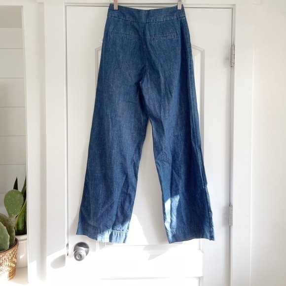 Gap Indigo Chambray Pleated Wide Leg Pant - 0 - Picture 3 of 5
